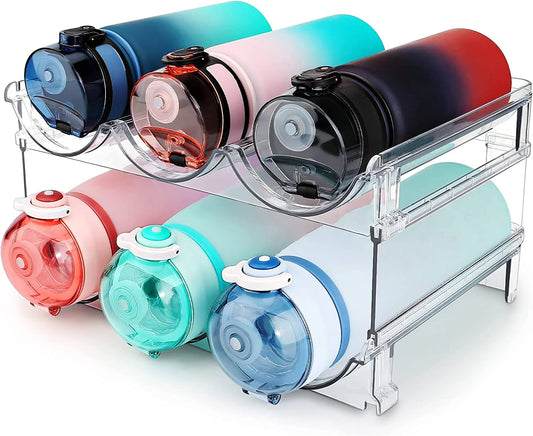 Say Goodbye to Clutter! 🌟 Check Out Our 2-Pack Stackable Water Bottle Organizer for Your Cabinet! Perfect for Keeping Your Hydration Essentials Neat and Tidy! 💧🥤 #Homeorganization #Waterbottlestorage